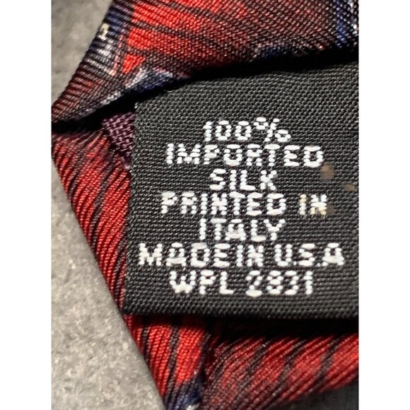 Don Loper Beverly Hills Red Pattern Silk Tie Made in USA Mens Necktie - Picture 5 of 6